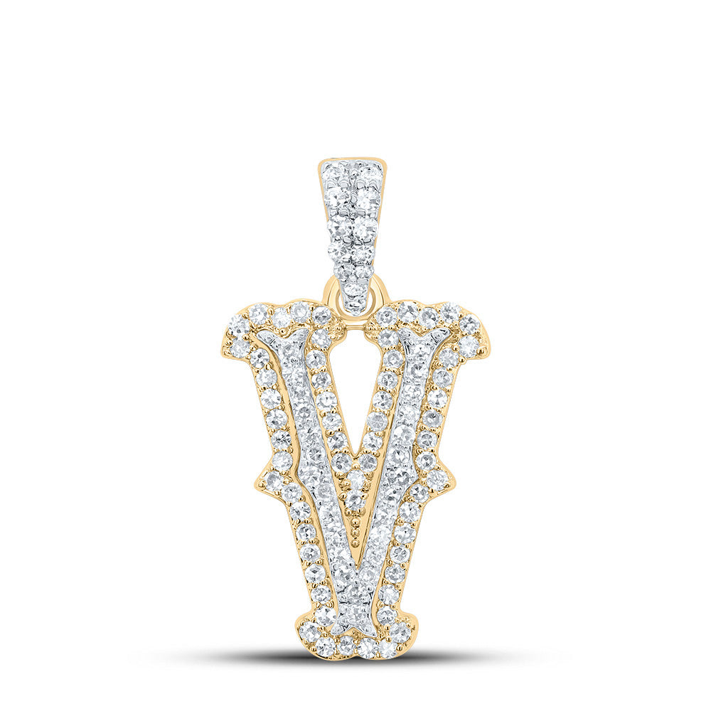 10k Yellow White Natural Diamond Fashion Initial Pendant