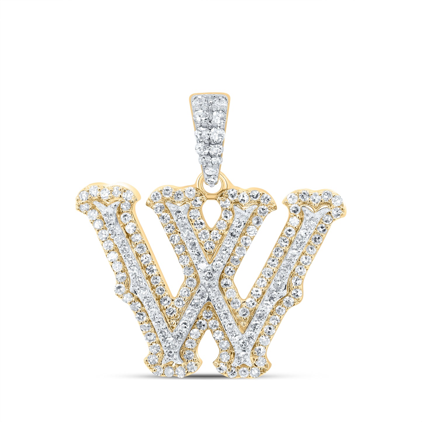10k Yellow White Natural Diamond Fashion Initial Pendant