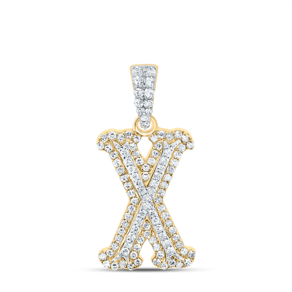 10k Yellow White Natural Diamond Fashion Initial Pendant
