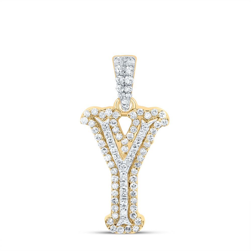 10k Yellow White Natural Diamond Fashion Initial Pendant