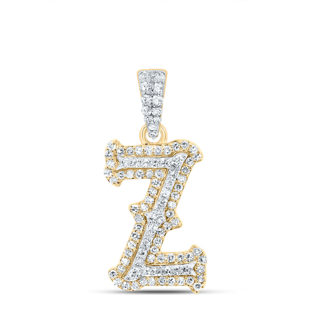 10k Yellow White Natural Diamond Fashion Initial Pendant