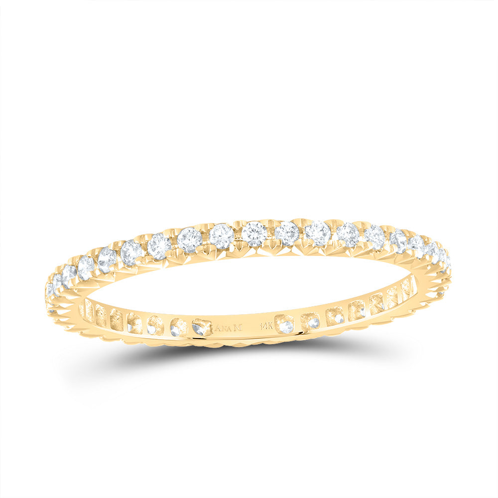 14K Yellow Gold 1/3 Ctw Natural Diamond Fashion Eternity Band, Womens Size: 5-9