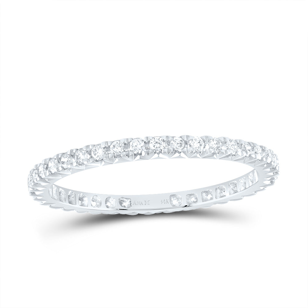 14kt White Gold 3/8 Cttw Diamond Ana M Fashion Cnc Eternity Wedding Engagement Anniversary Band, Women Size: 5-9