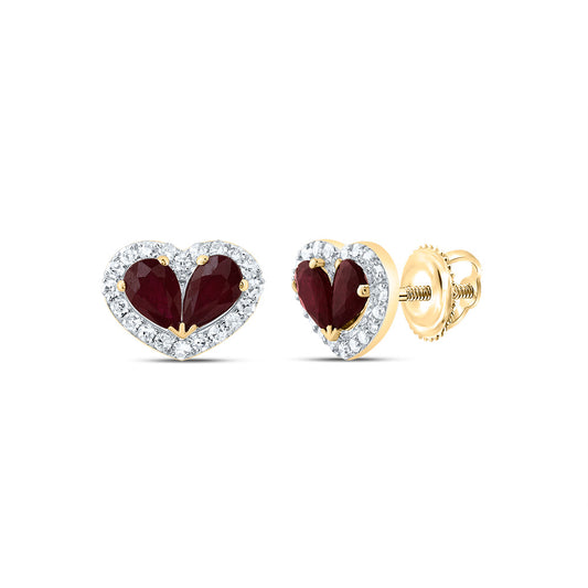 14kt Yellow Or White Or Rose Gold Natural Diamond Pear Natural Gem Heart Stud Earring