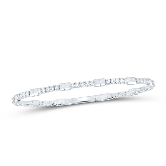 14kt White Gold 1 3/8 Cttw Diamond Ana M Fashion Flexible Bangle (60x50mm)