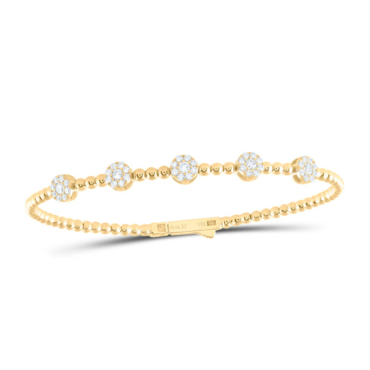 14kt Yellow Gold 3/4 Cttw Diamond Ana M Fashion Flower Flexible Bangle (60x50mm)
