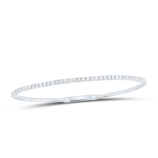 14kt White Gold 1 5/8 Cttw Diamond Ana M Fashion Flexible Bangle (60x50mm)