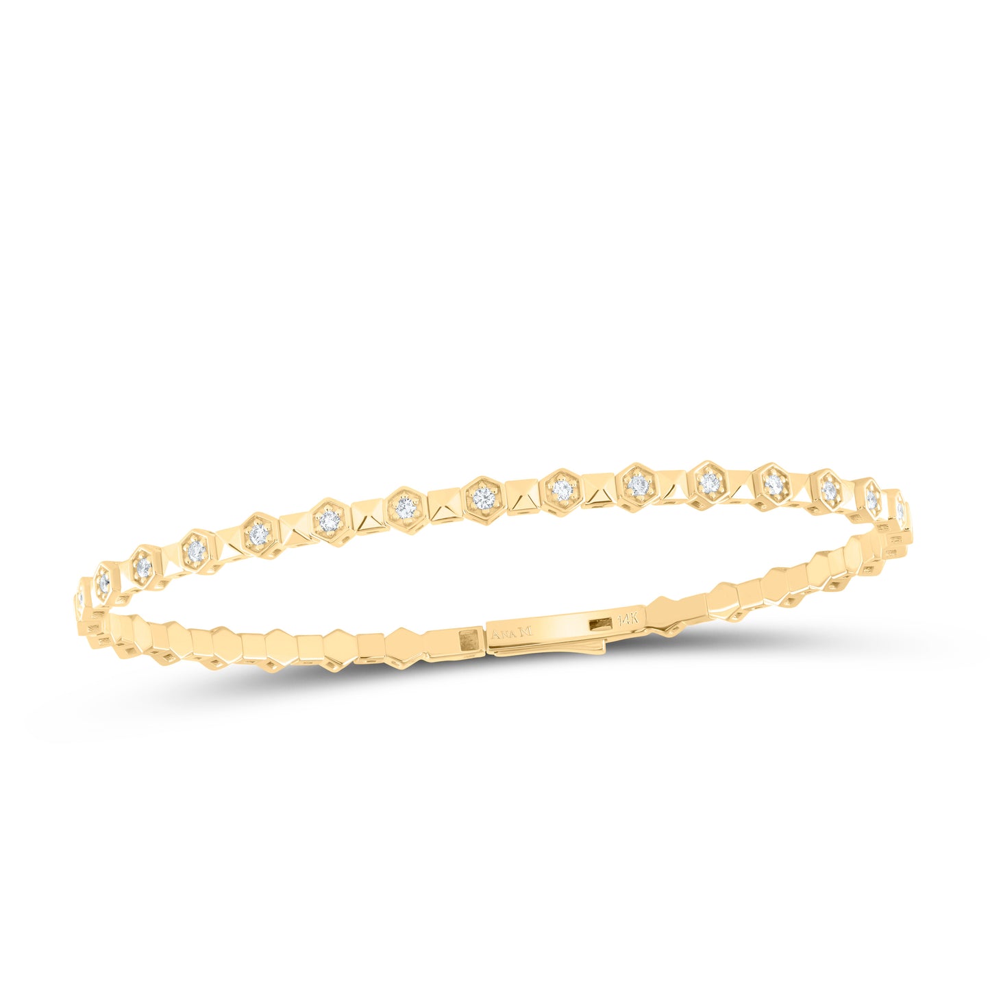 14kt Yellow Gold 3/8 Cttw Diamond Ana M Fashion Flexible Bangle (60x50mm)