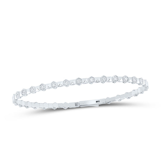 14kt White Gold 3/8 Cttw Diamond Ana M Fashion Flexible Bangle (60x50mm)