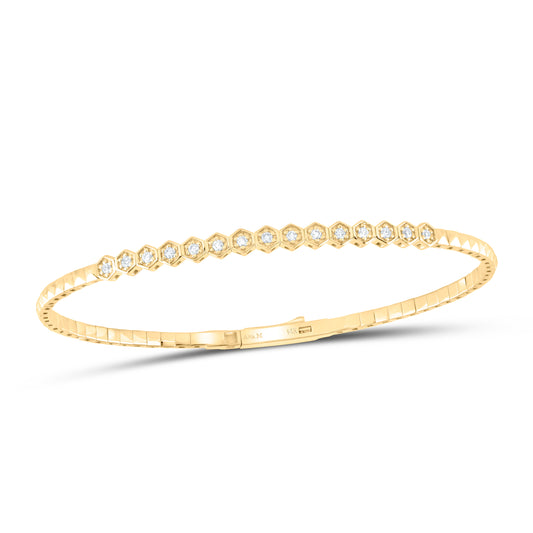 14kt Yellow Gold 1/5 Cttw Diamond Ana M Fashion Flexible Bangle (60x50mm)