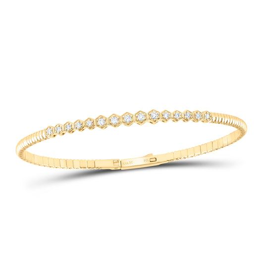 14kt Yellow Gold 1/3 Cttw Diamond Ana M Fashion Flexible Bangle (60x50mm)