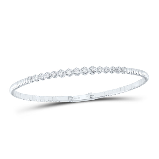 14kt White Gold 1/3 Cttw Diamond Ana M Fashion Flexible Bangle (60x50mm)