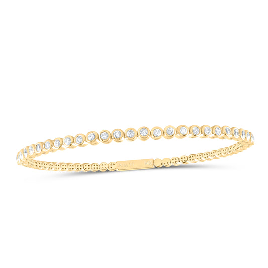 14kt Yellow Gold 7/8 Cttw Diamond Ana M Fashion Flexible Bangle (60x50mm)