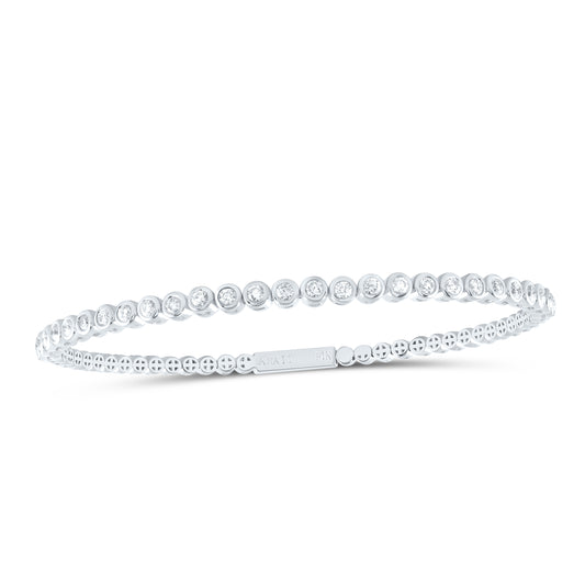 14kt White Gold 7/8 Cttw Diamond Ana M Fashion Flexible Bangle (60x50mm)
