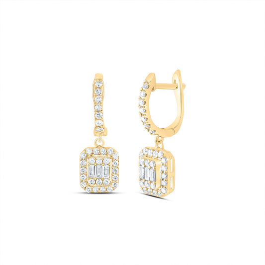 14kt Yellow Gold 5/8 Cttw Diamond Ana M Cushion Fashion Dangling Earring