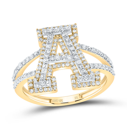 10kt Yellow Gold Diamond Fashion Initial Ladies Wedding Engagement Anniversary Ring