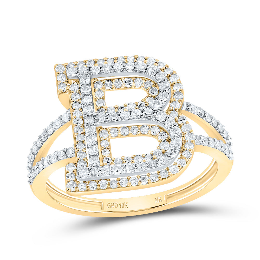 10kt Yellow Gold Diamond Fashion Initial Ladies Wedding Engagement Anniversary Ring