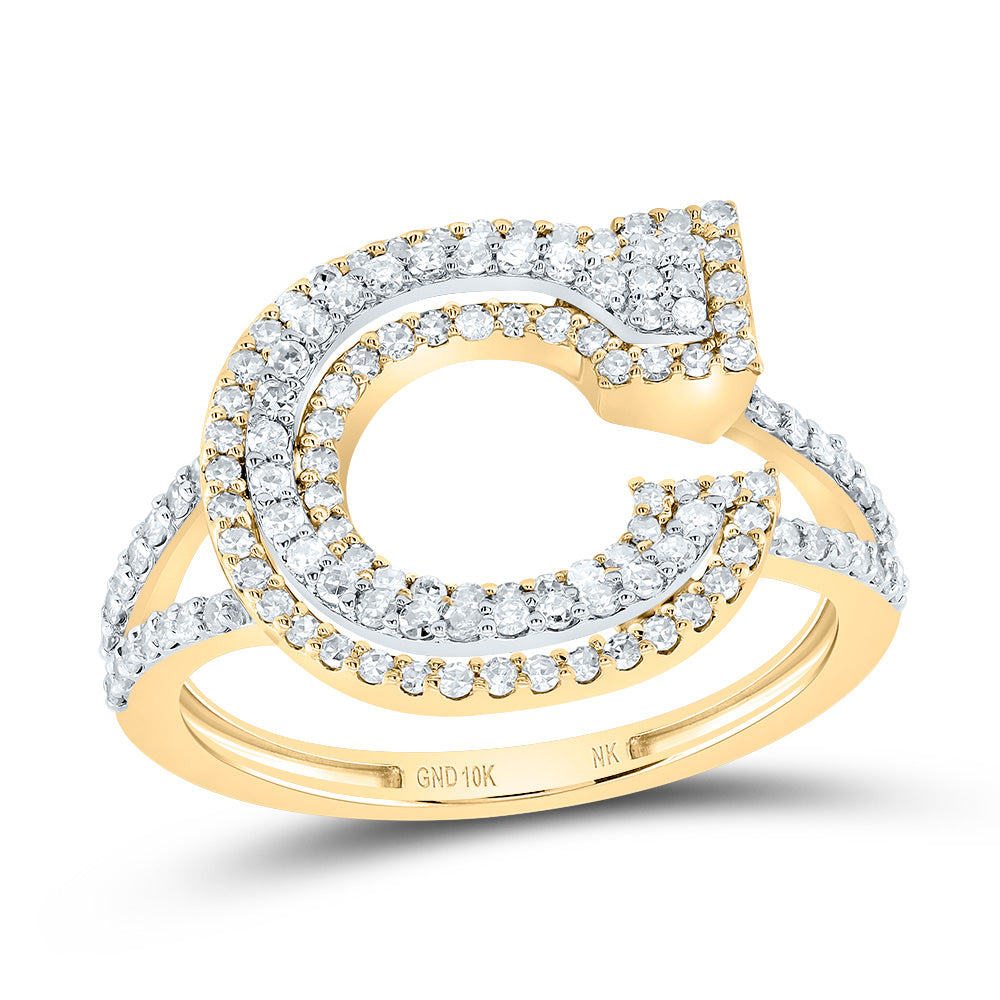 10kt Yellow Gold Diamond Fashion Initial Ladies Wedding Engagement Anniversary Ring