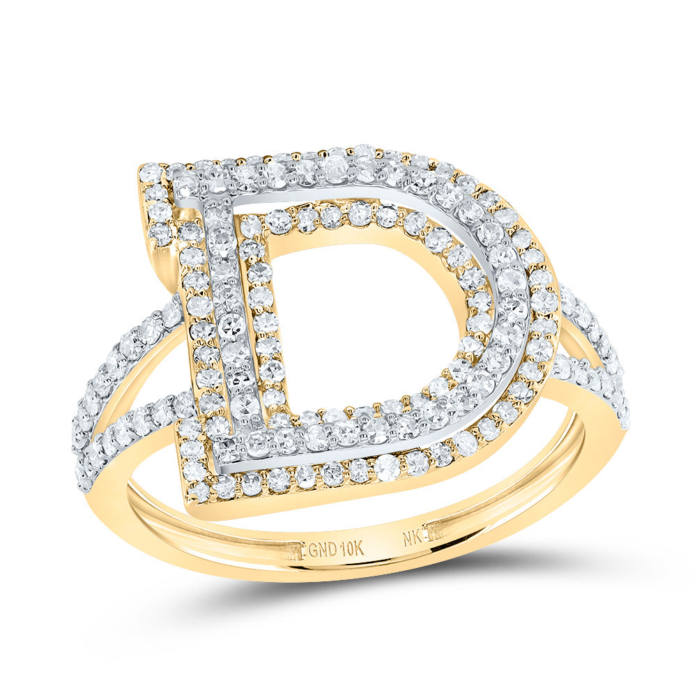 10kt Yellow Gold Diamond Fashion Initial Ladies Wedding Engagement Anniversary Ring