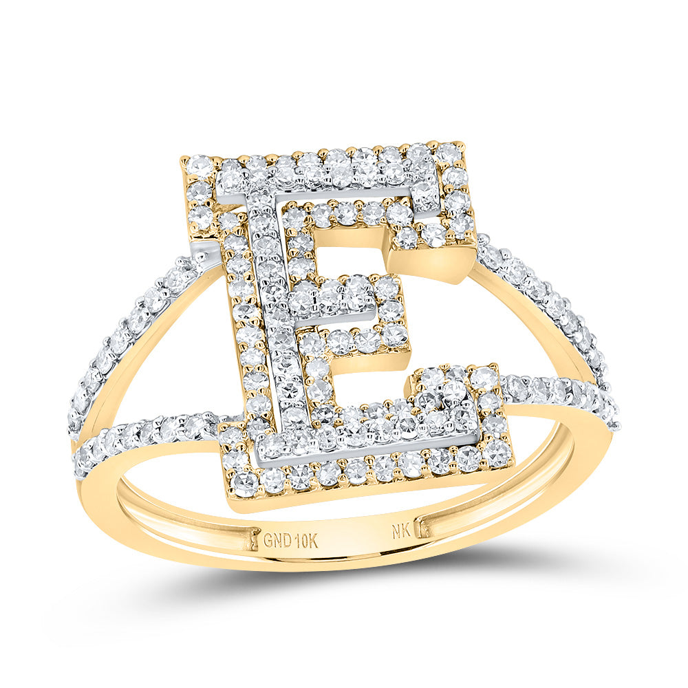 10kt Yellow Gold Diamond Fashion Initial Ladies Wedding Engagement Anniversary Ring