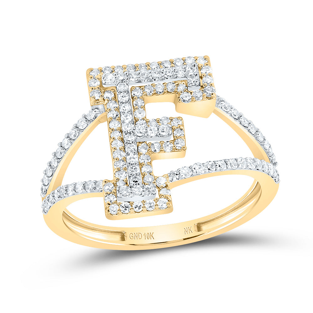 10kt Yellow Gold Diamond Fashion Initial Ladies Wedding Engagement Anniversary Ring