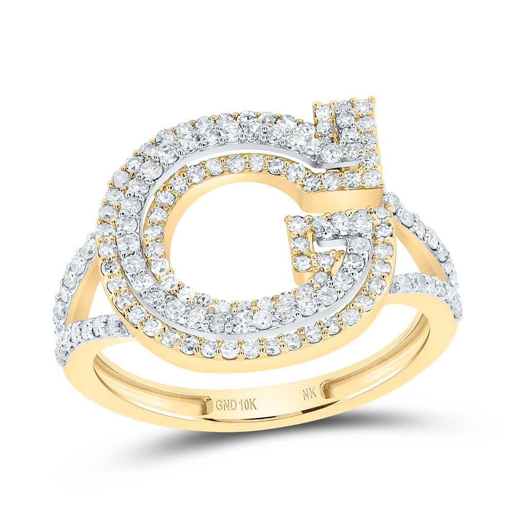 10kt Yellow Gold Diamond Fashion Initial Ladies Wedding Engagement Anniversary Ring