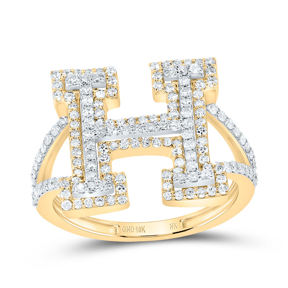 10kt Yellow Gold Diamond Fashion Initial Ladies Wedding Engagement Anniversary Ring