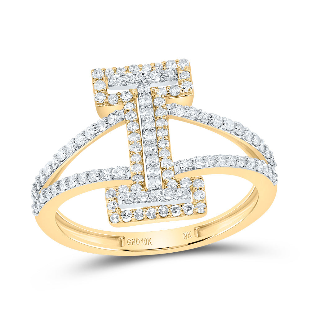 10kt Yellow Gold Diamond Fashion Initial Ladies Wedding Engagement Anniversary Ring