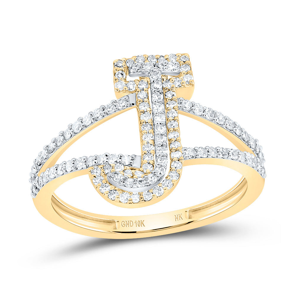 10kt Yellow Gold Diamond Fashion Initial Ladies Wedding Engagement Anniversary Ring