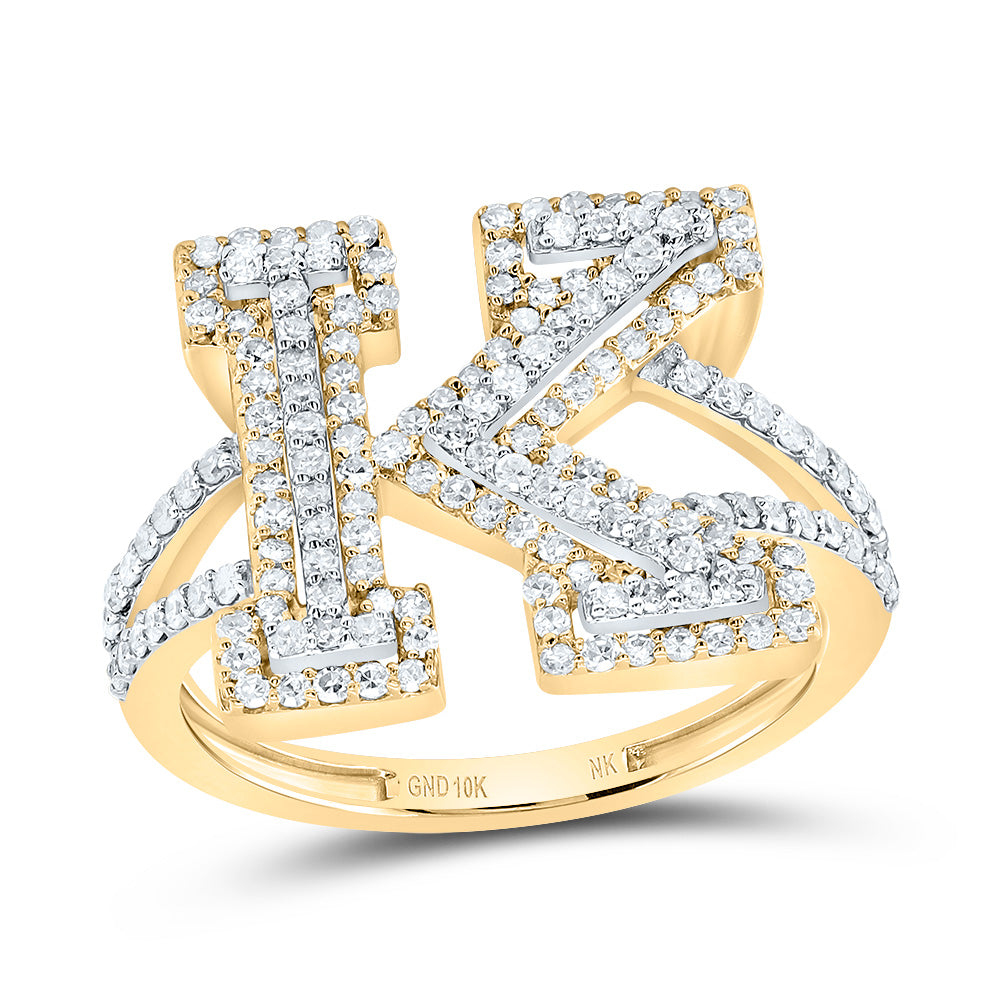 10kt Yellow Gold Diamond Fashion Initial Ladies Wedding Engagement Anniversary Ring