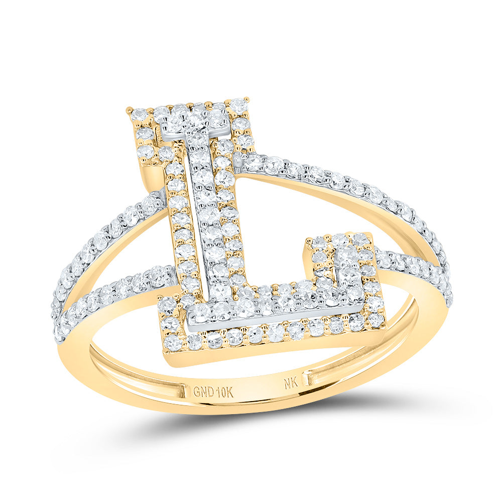 10kt Yellow Gold Diamond Fashion Initial Ladies Wedding Engagement Anniversary Ring