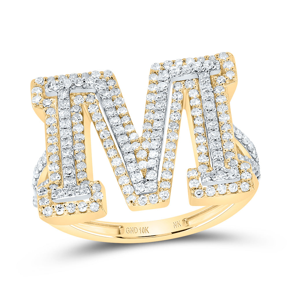 10kt Yellow Gold Diamond Fashion Initial Ladies Wedding Engagement Anniversary Ring