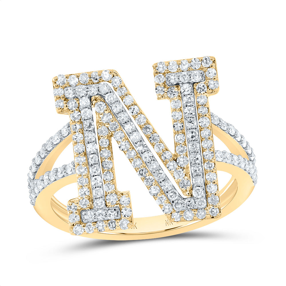 10kt Yellow Gold Diamond Fashion Initial Ladies Wedding Engagement Anniversary Ring