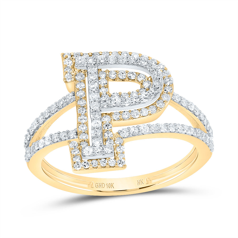 10kt Yellow Gold Diamond Fashion Initial Ladies Wedding Engagement Anniversary Ring