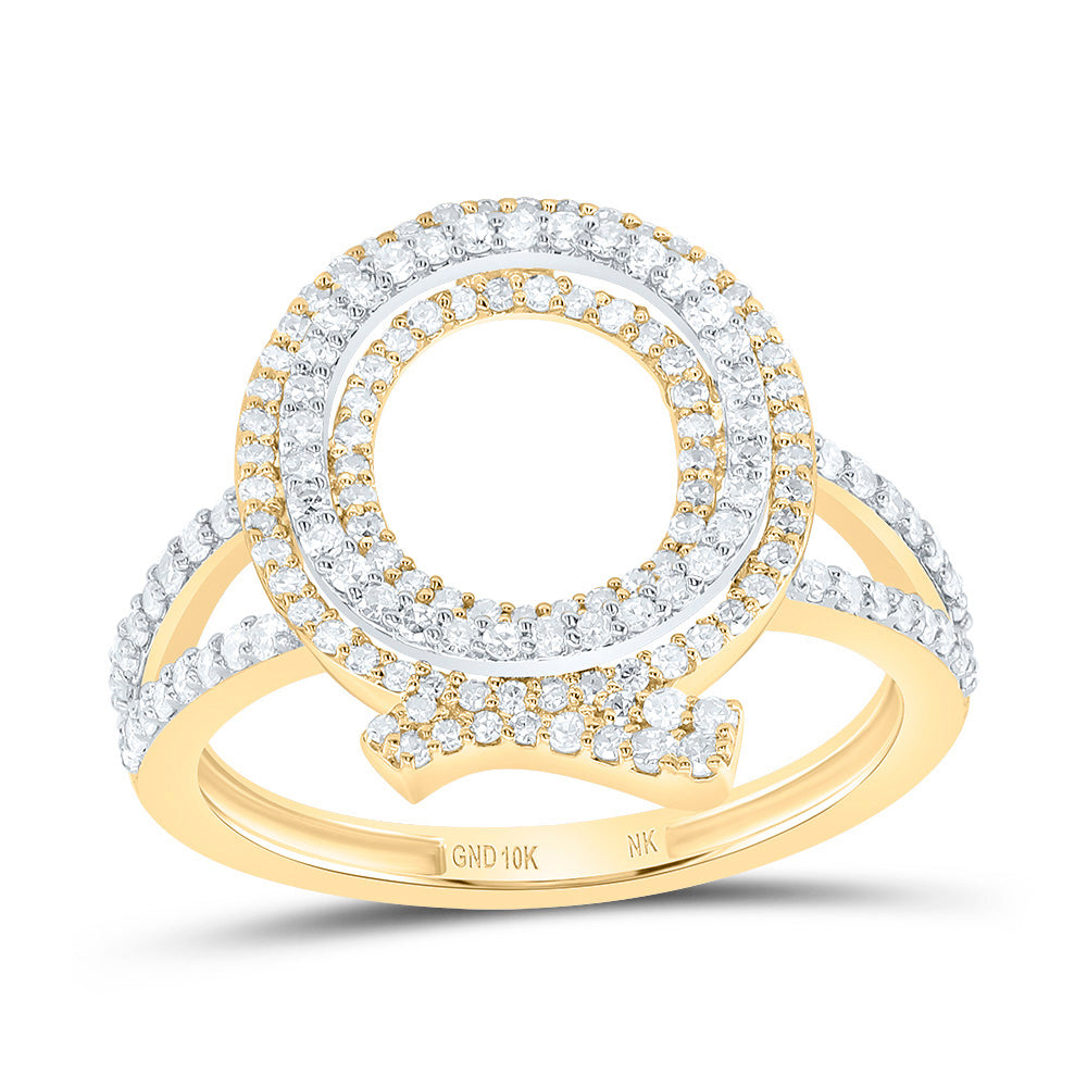 10kt Yellow Gold Diamond Fashion Initial Ladies Wedding Engagement Anniversary Ring