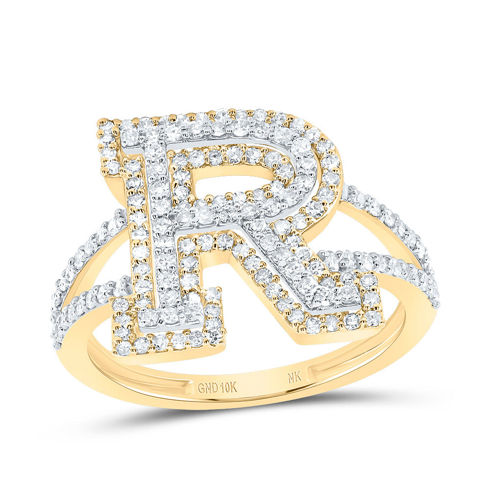 10kt Yellow Gold Diamond Fashion Initial Ladies Wedding Engagement Anniversary Ring