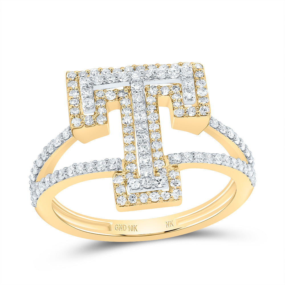 10kt Yellow Gold Diamond Fashion Initial Ladies Wedding Engagement Anniversary Ring