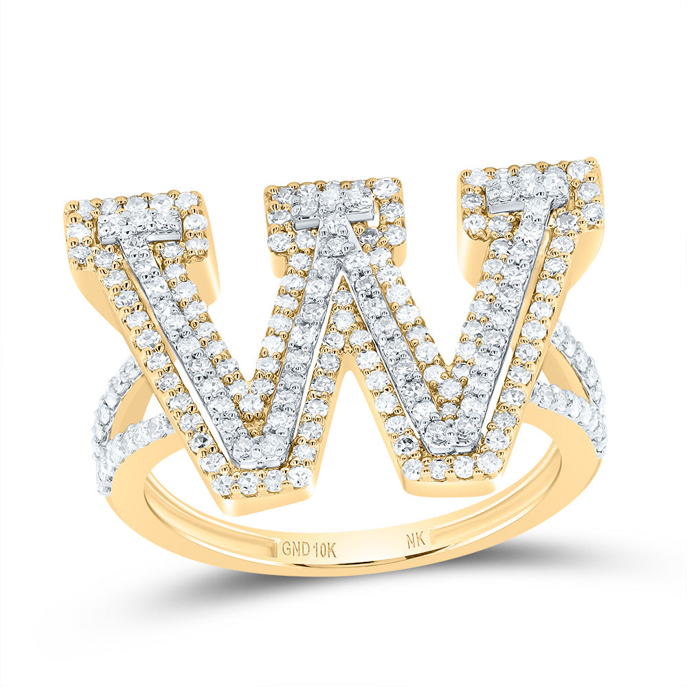 10kt Yellow Gold Diamond Fashion Initial Ladies Wedding Engagement Anniversary Ring