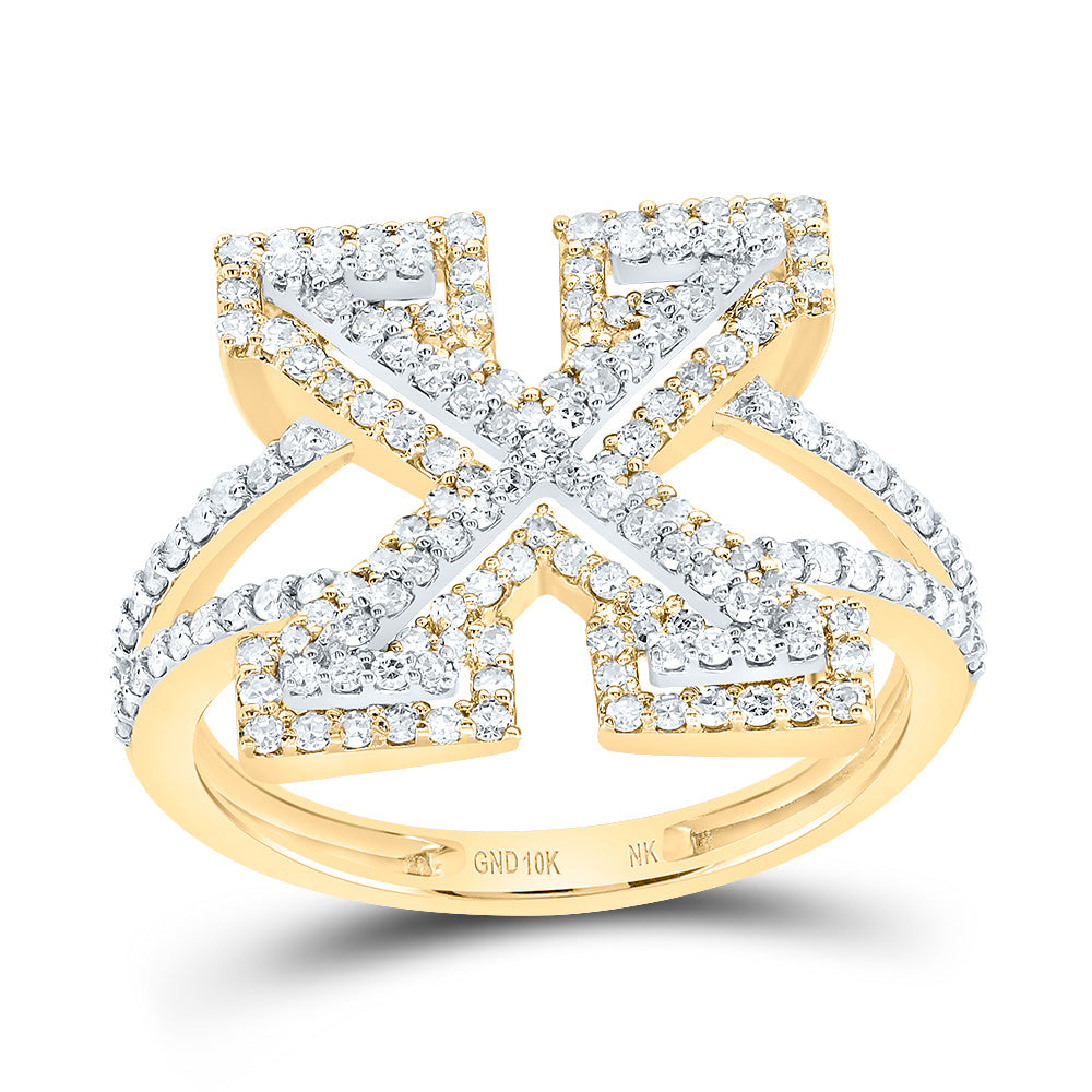 10kt Yellow Gold Diamond Fashion Initial Ladies Wedding Engagement Anniversary Ring