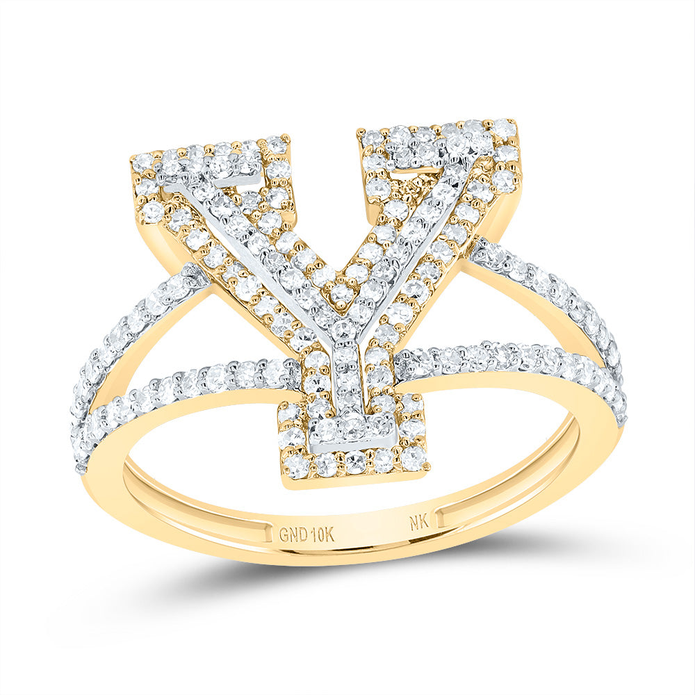 10kt Yellow Gold Diamond Fashion Initial Ladies Wedding Engagement Anniversary Ring