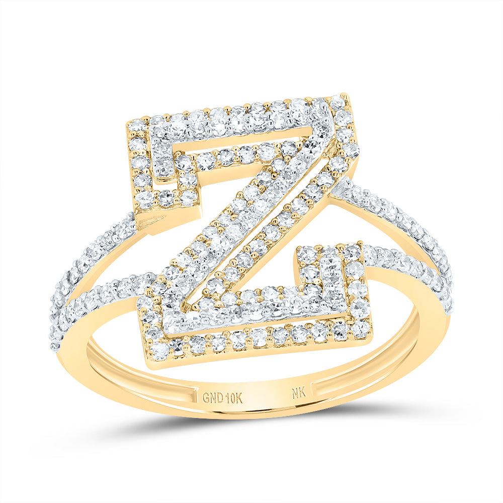 10kt Yellow Gold Diamond Fashion Initial Ladies Wedding Engagement Anniversary Ring