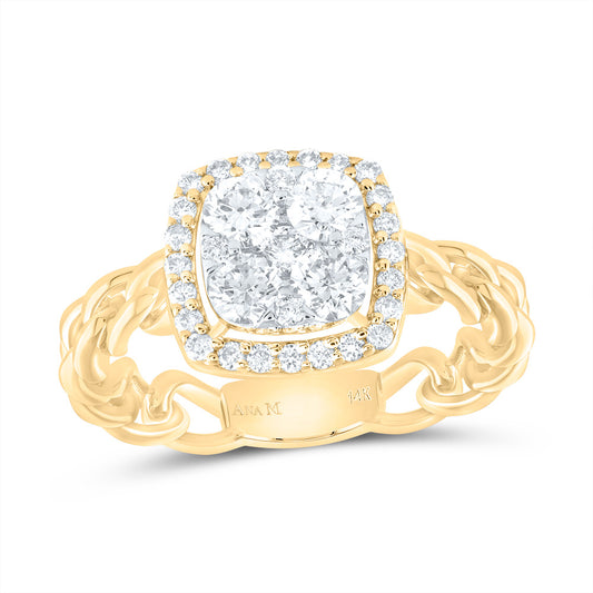 14kt Yellow Gold 5/8 Cttw Diamond Ana M Cushion Bridal Wedding Engagement Anniversary Ring, Women Size: 5-9