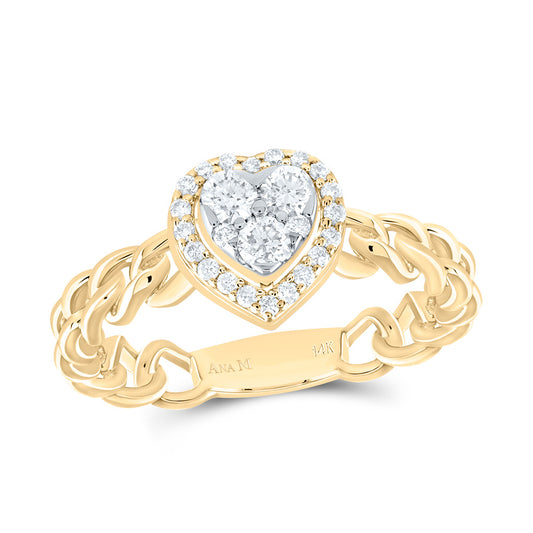 14kt Yellow Gold 3/8 Cttw Diamond Ana M Heart Bridal Wedding Engagement Anniversary Ring, Women Size: 5-9