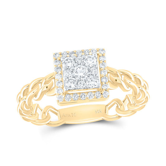 14kt Yellow Gold 3/8 Cttw Diamond Ana M Square Bridal Wedding Engagement Anniversary Ring, Women Size: 5-9