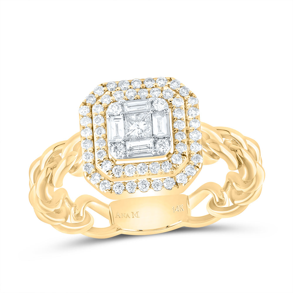 14kt Yellow Gold 1/2 Cttw Diamond Ana M Octagon Bridal Wedding Engagement Anniversary Ring, Women Size: 5-9