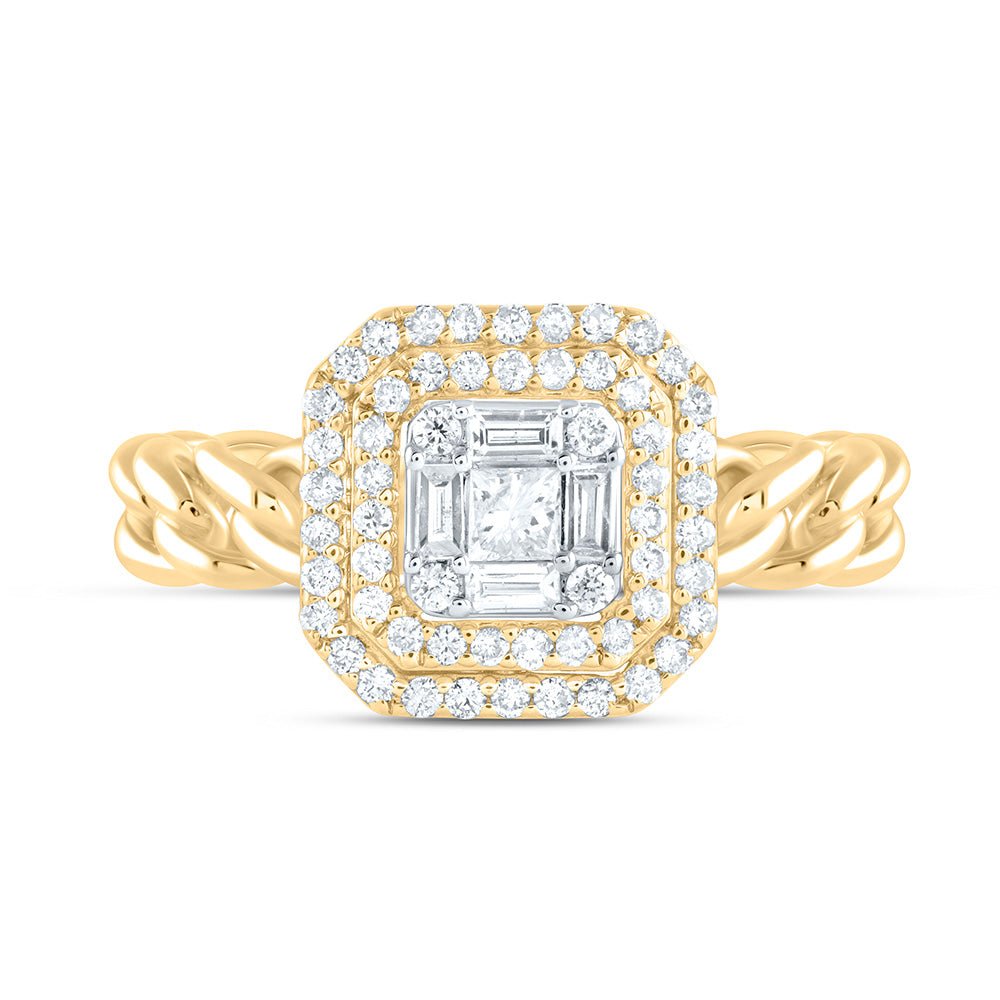 14kt Yellow Gold 1/2 Cttw Diamond Ana M Octagon Bridal Wedding Engagement Anniversary Ring, Women Size: 5-9
