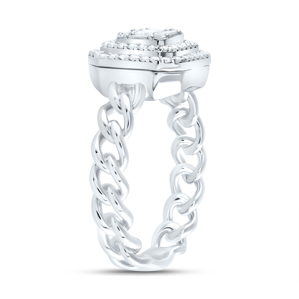 14kt White Gold 1/2 Cttw Diamond Ana M Octagon Bridal Wedding Engagement Anniversary Ring, Women Size: 5-9