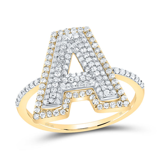 10kt Yellow Gold Diamond Fashion Initial Ladies Wedding Engagement Anniversary Ring