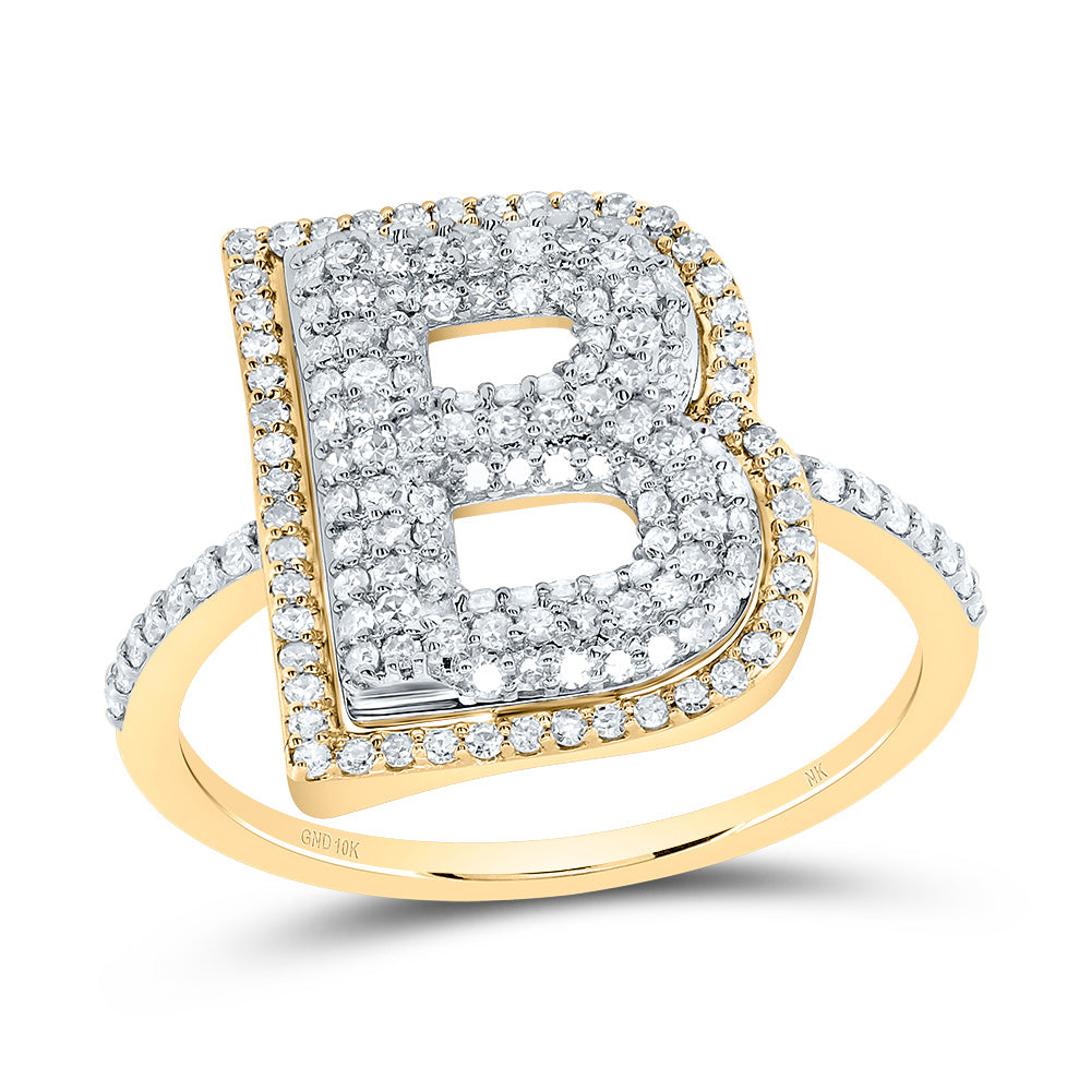 10kt Yellow Gold Diamond Fashion Initial Ladies Wedding Engagement Anniversary Ring