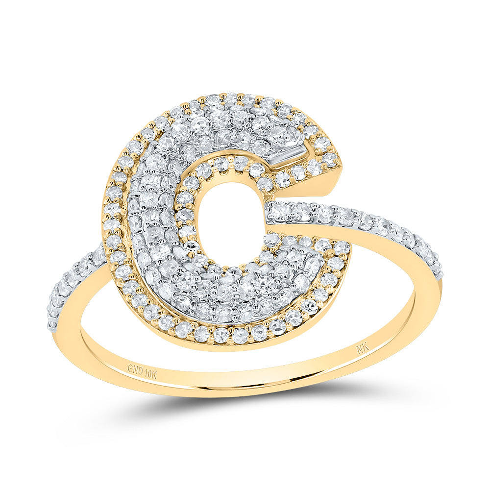 10kt Yellow Gold Diamond Fashion Initial Ladies Wedding Engagement Anniversary Ring